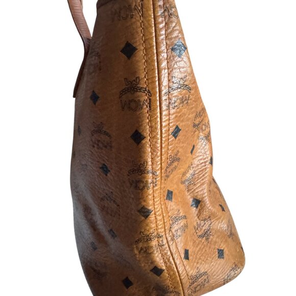Authentic MCM Blue Stripe Tote Cognac Monogram - Picture 4 of 15